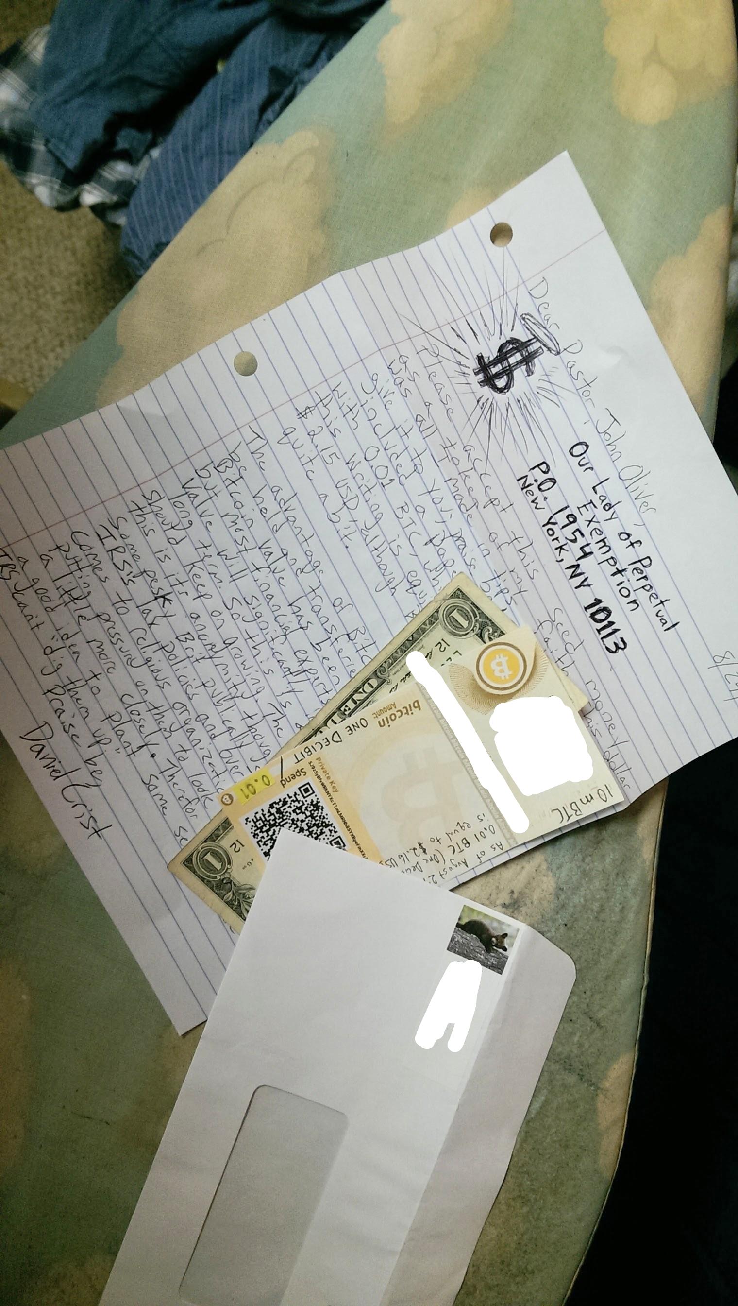 A letter with a barcode